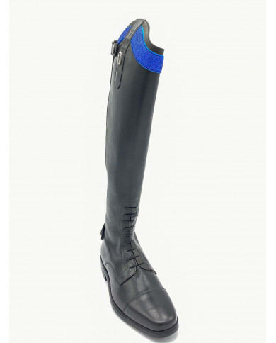 Stivale mod.919 Nero con Fascia 2 cm Color Blu Elettrico