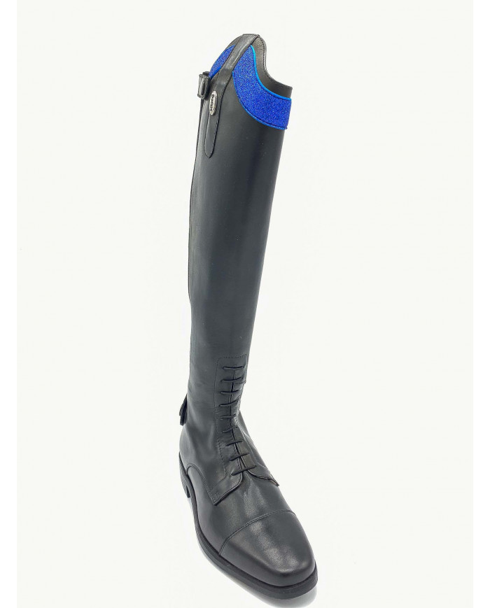 Stivale mod.919 Nero con Fascia 2 cm Color Blu Elettrico