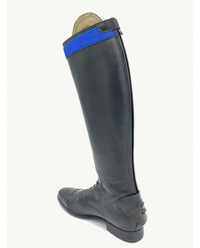 Stivale mod.919 Nero con Fascia 2 cm Color Blu Elettrico