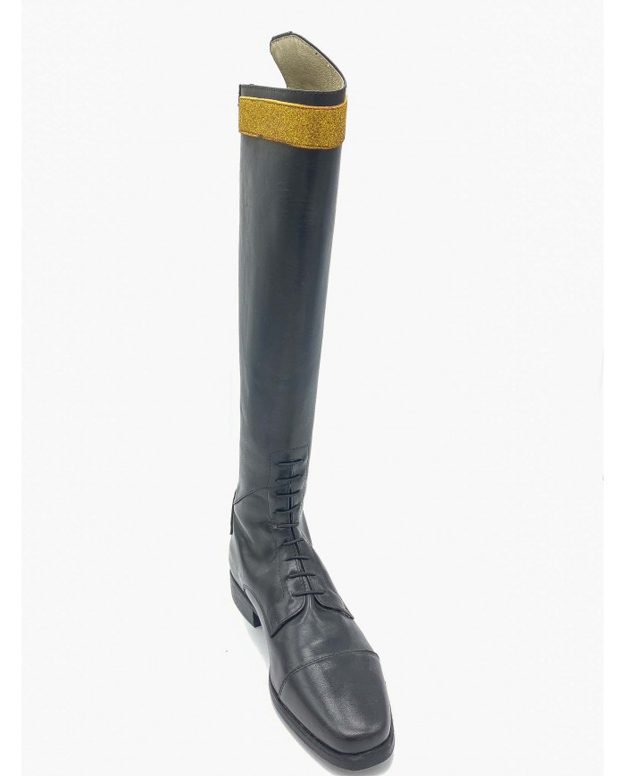Stivale mod.919 Nero con Fascia 2cm Color Oro