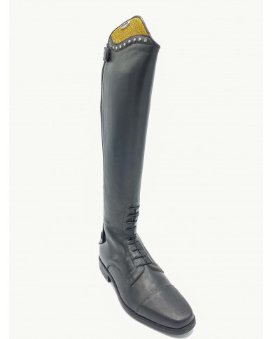 Stivale mod.985 Nero Con Strass E Top Color Oro